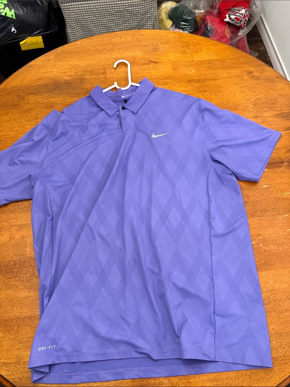Nike Purple Dri-FIT Diamond-Pattern Polo TW Tiger Woods xl